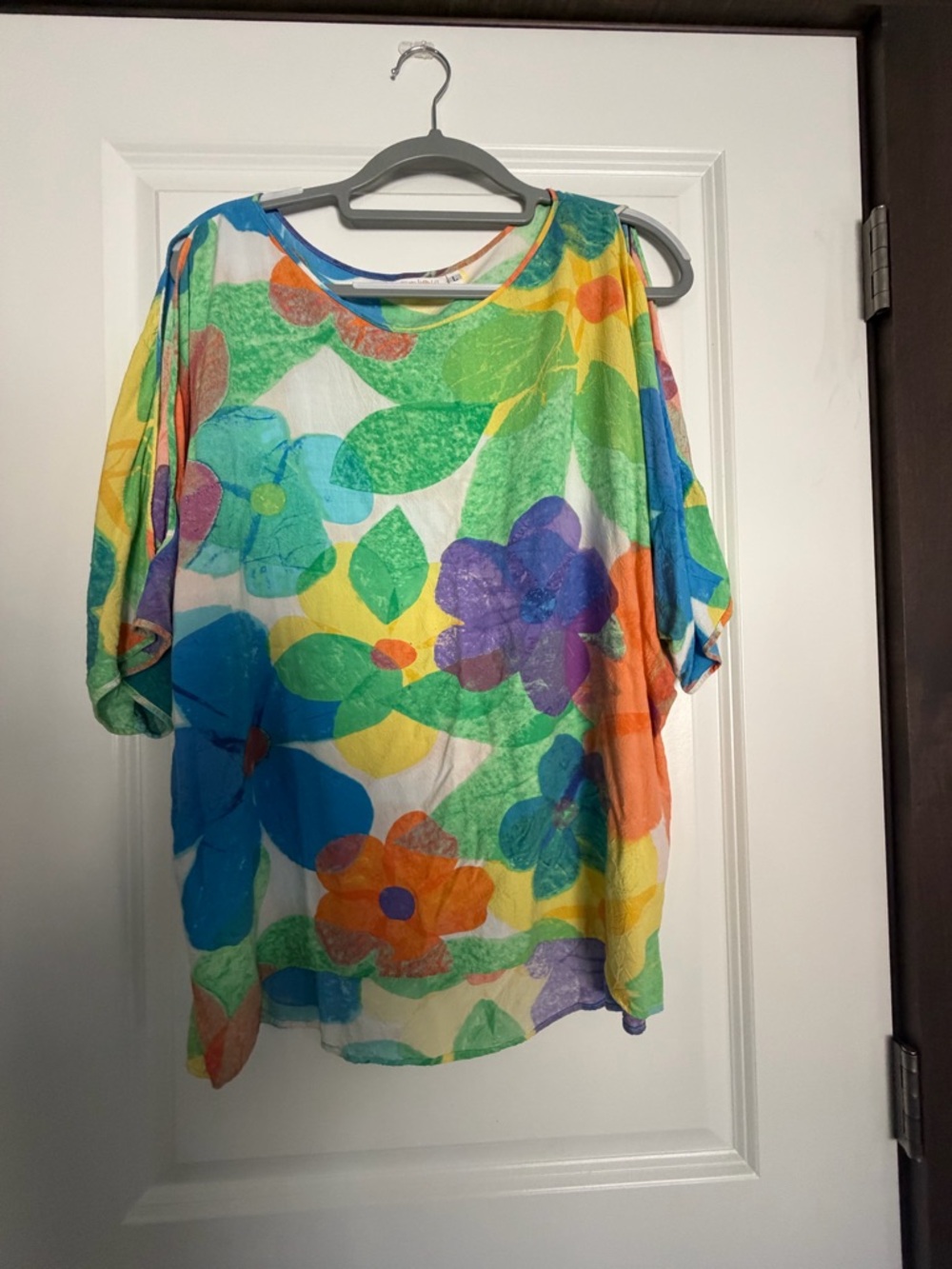 Jams World Bright Floral bare-Shoulder Tunic in Orange, Blue, Green & Purple